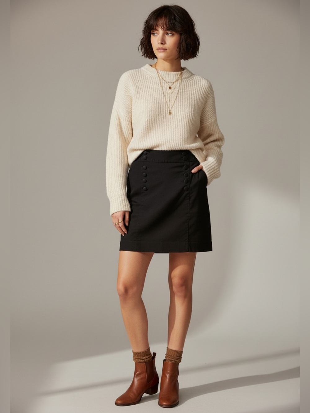 Gap Black Utility Cargo Sailor Buttons Mini Skirt Cotton Gorpcore Career Size 4